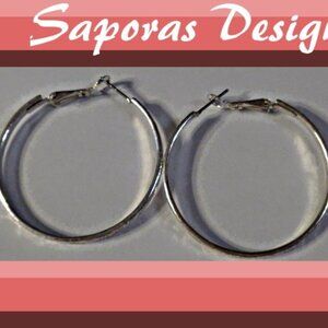 Silver Tone Hoop Design Earrings